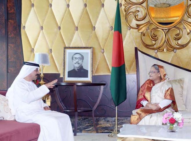 প্রধানমন্ত্রীর সঙ্গে সাক্ষাৎ করেন ডিপি ওয়ার্ল্ড চেয়ারম্যান সুলতান আহমেদ বিন সুলাইয়েম / পিআইডি